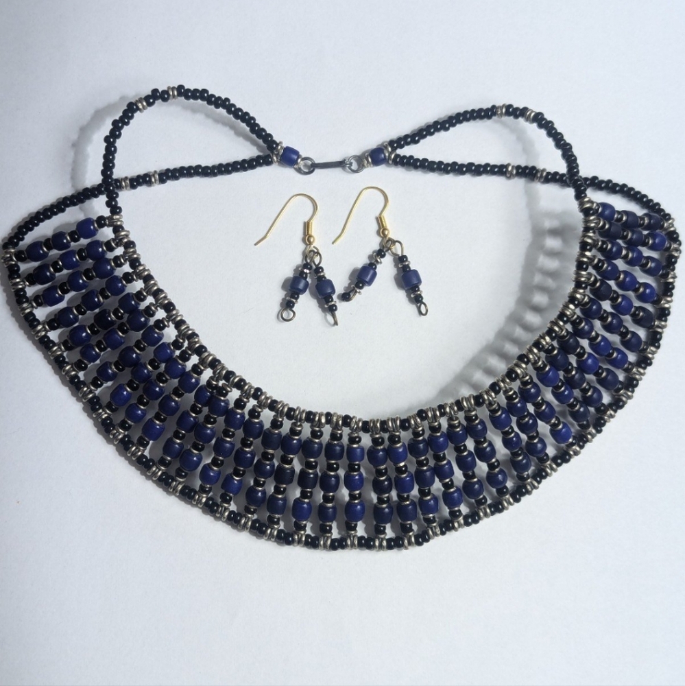 Collar Choker Beaded Glass Bead Necklace